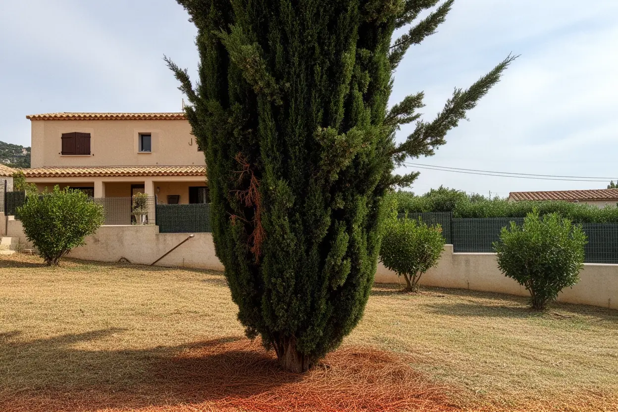 Cyprès déséquilibré avant taille à Allauch