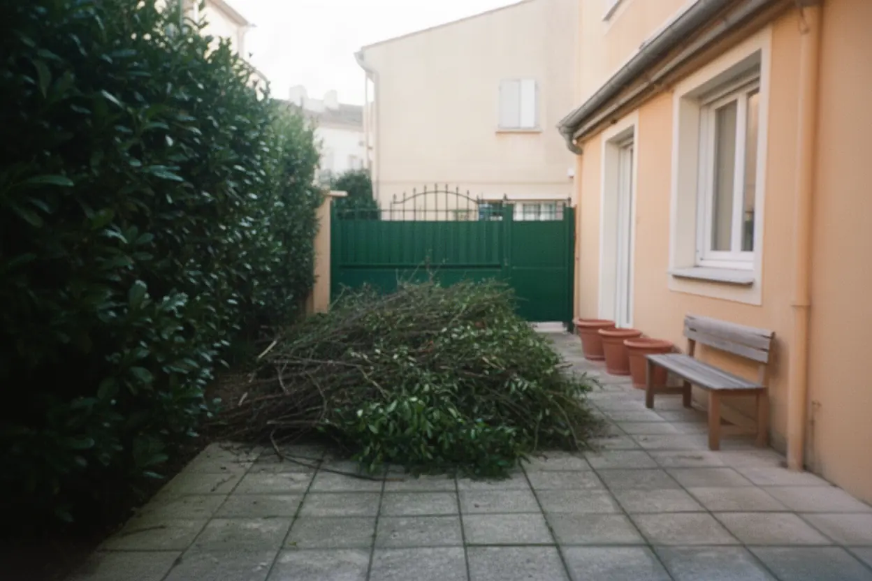 Amas de branches dans une cour à Marseille